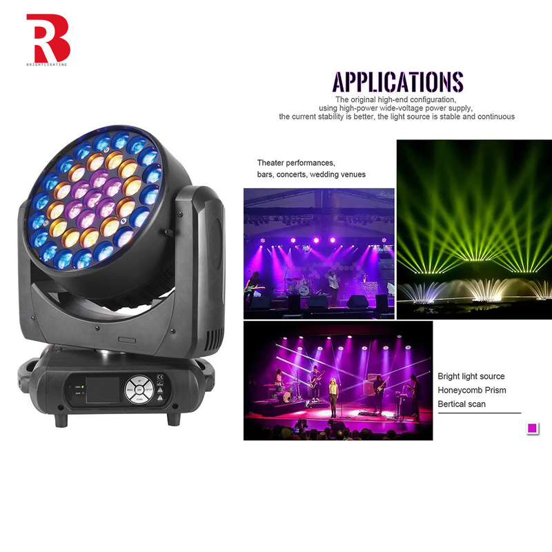 37*15W LED Cahaya Tinggi RGBW 4in1 Cuci Lampu Kepala Bergerak Untuk Konser Pesta