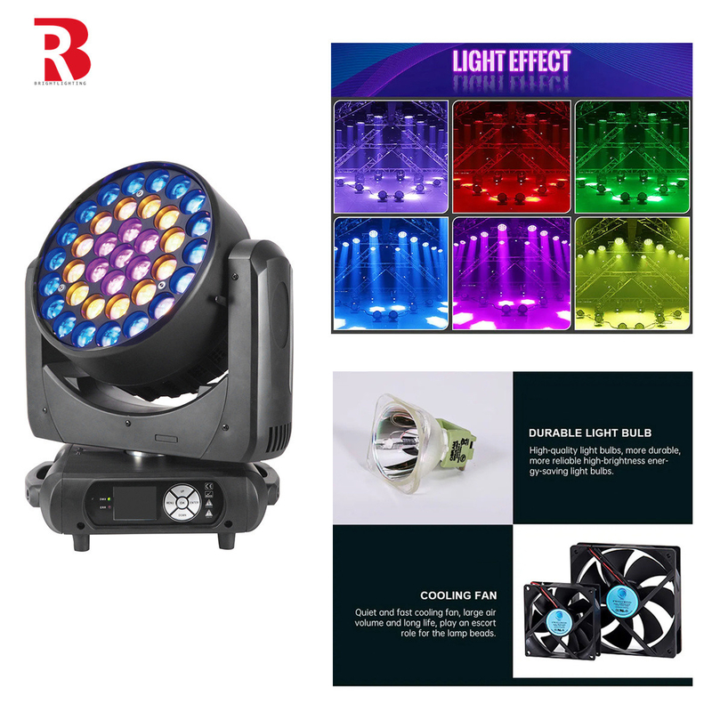 37*15W LED Cahaya Tinggi RGBW 4in1 Cuci Lampu Kepala Bergerak Untuk Konser Pesta