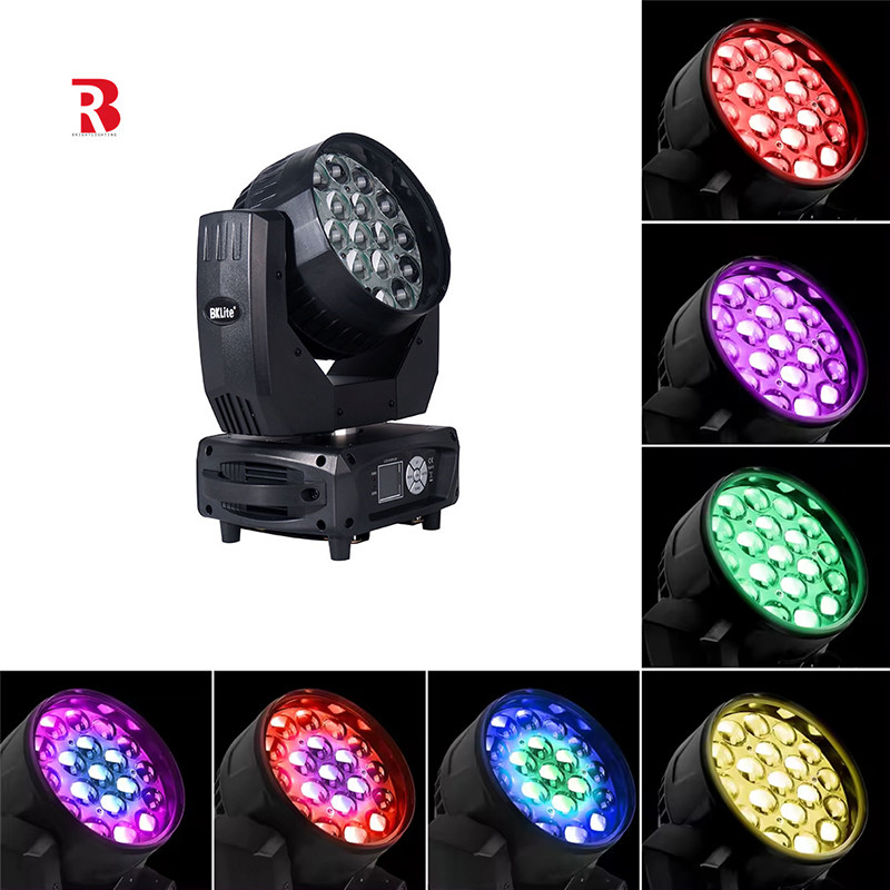 Cuci LED Zoom 19pcs 15W Sharpy Beam Moving Head Stage Light RGBW Infinite Mix Untuk Pernikahan