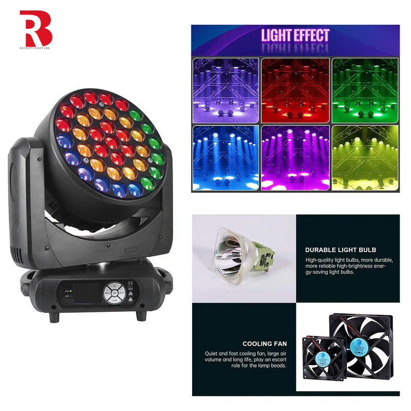 DMX512 37*15W RGBW Infinite Mixture LED Moving Head Stage Light Untuk Luar Ruang