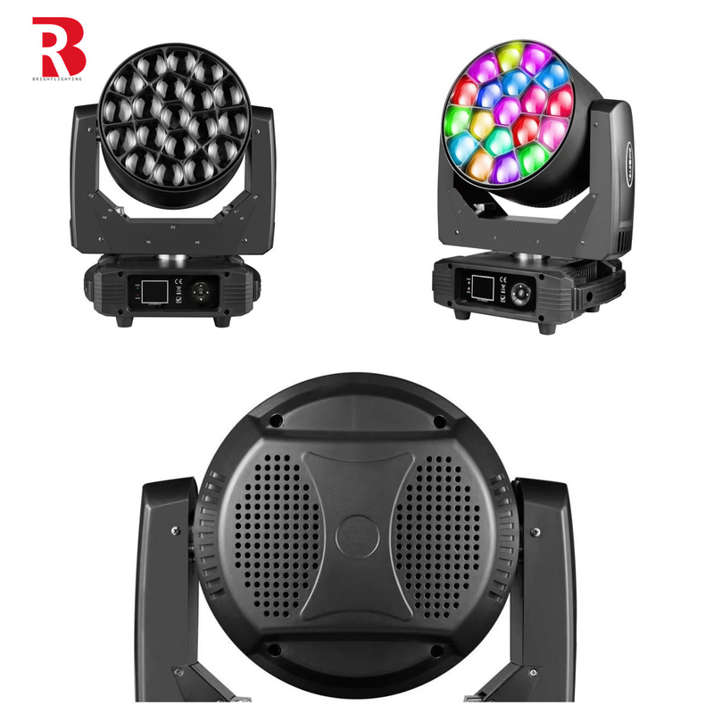Lampu panggung 19pcs*15w RGBW Zoom Eye LED Moving Head Dmx Pixel Untuk Dekorasi Pernikahan Dj