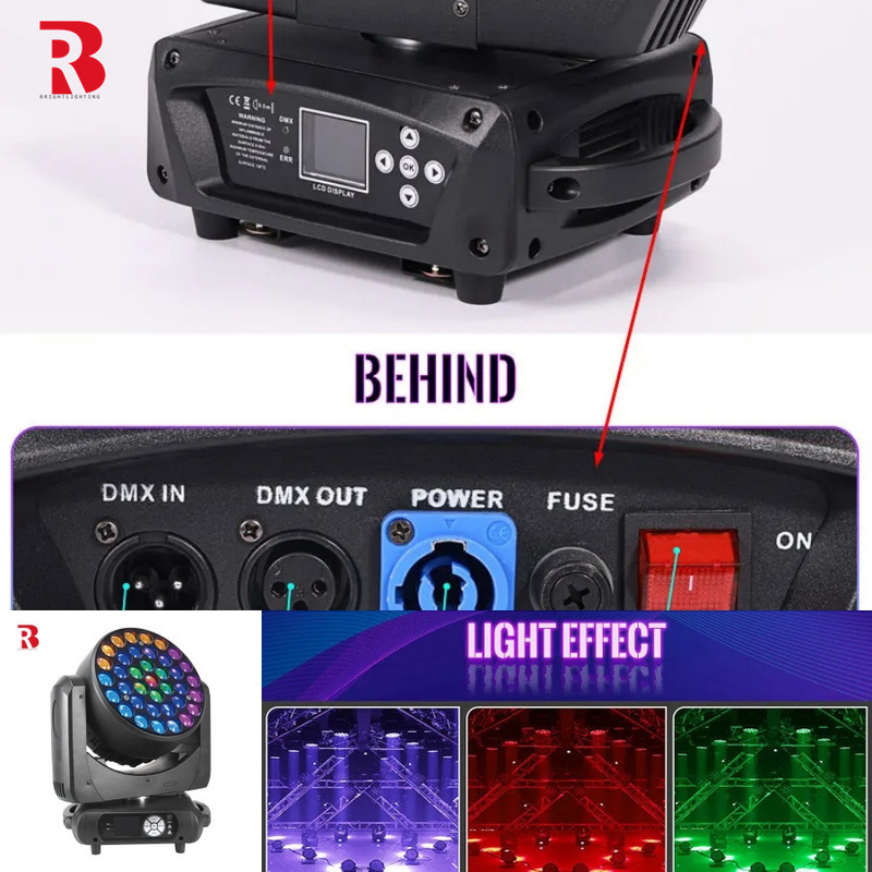 Kontrol penuh atas pencahayaan RGBW 4in1 LED Lampu kepala bergerak untuk pertunjukan musik