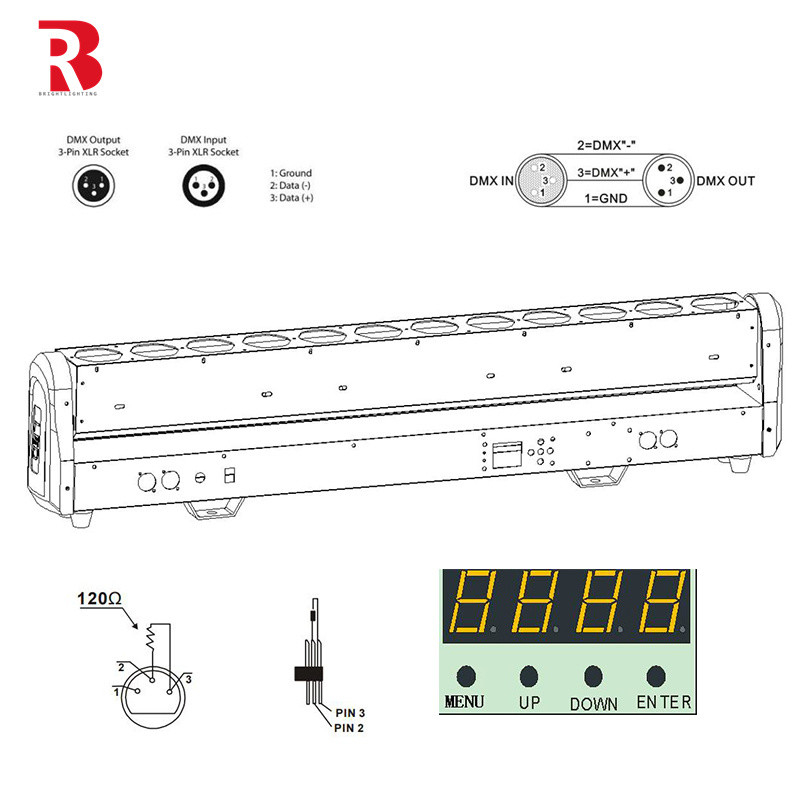 370W LED Bar Light 12*30W 13/57CH LED Moving Head Light Untuk Hiburan