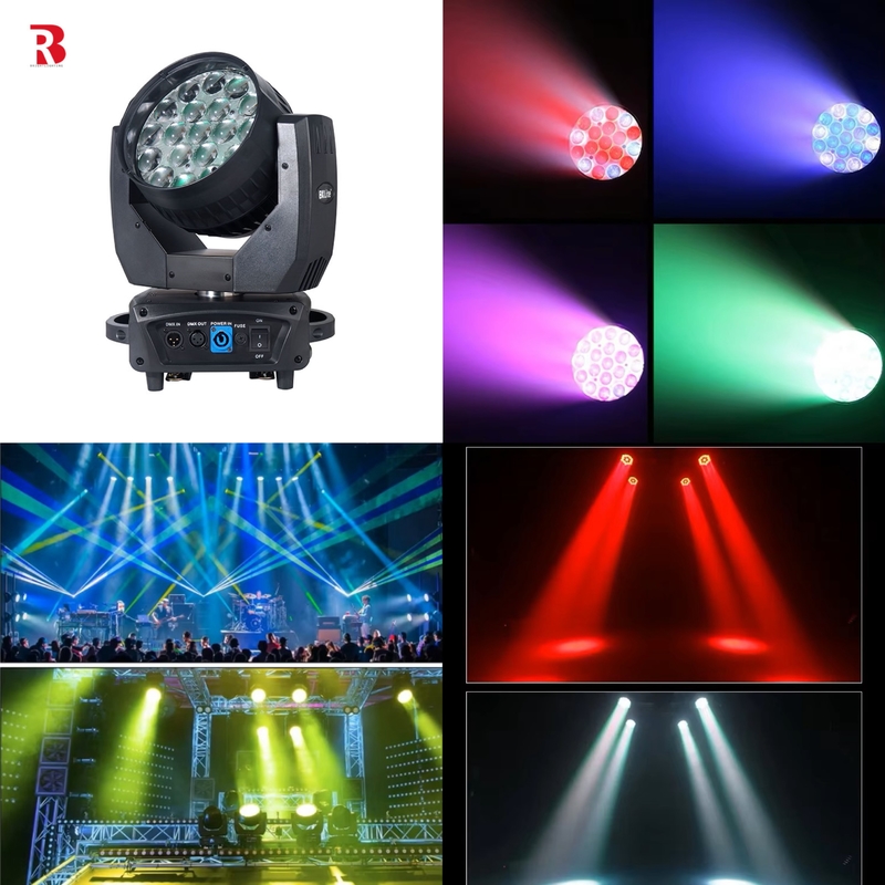 LED Moving Head 19pcs 15W RGBW Beeye Stage Light DMX512 ZOOM Untuk Pernikahan