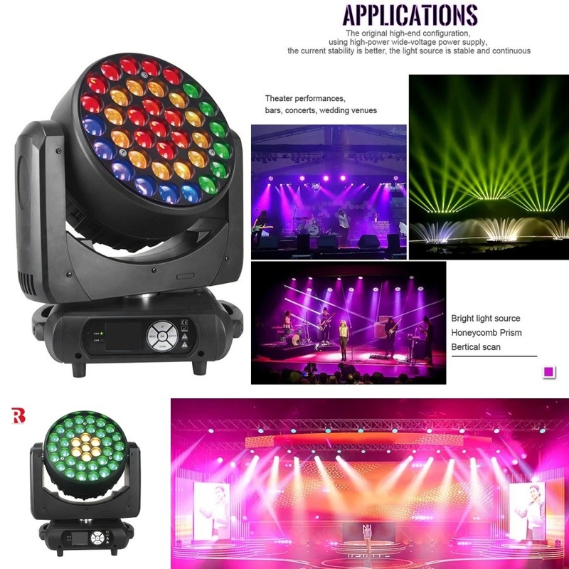 Lampu Kepala Bergerak Mata Lebah Sinar RGBW 37*15W Cakram Zoom Lampu Panggung Cuci DMX