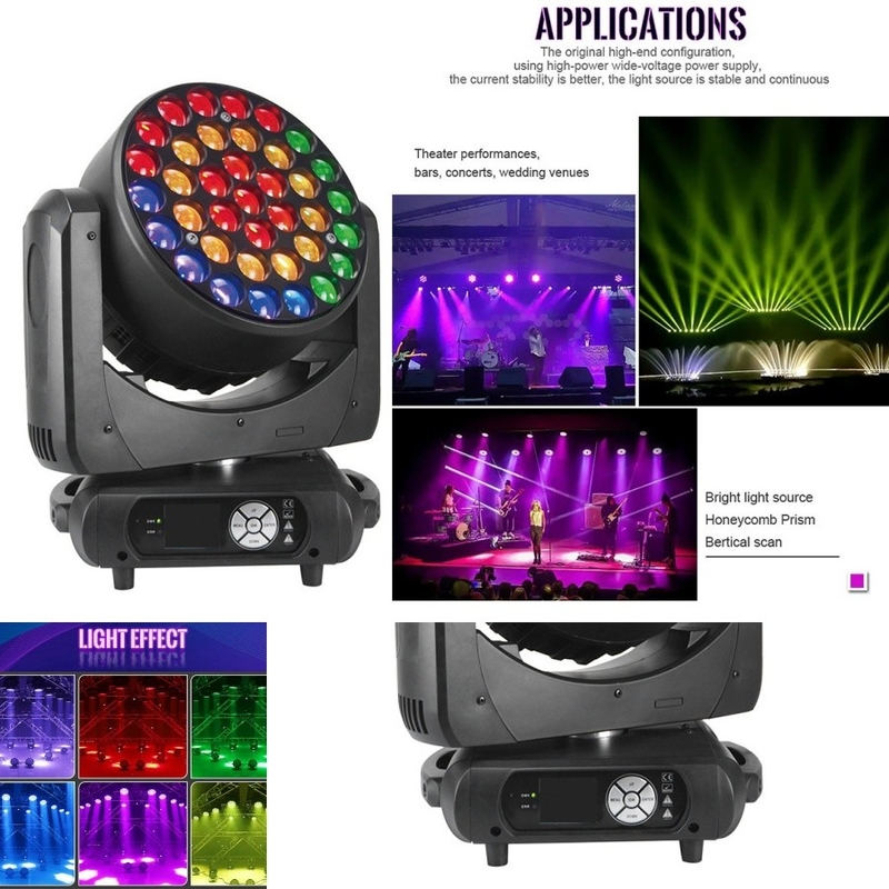 DMX dikendalikan 37 * 15W RGBW 4in1 Strobe LED Wash Moving Head Light Untuk Disco