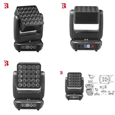 DMX Indoor 25*10W 4in1 LED Matrix Zoom Wash Moving Head Light Untuk Acara Pernikahan