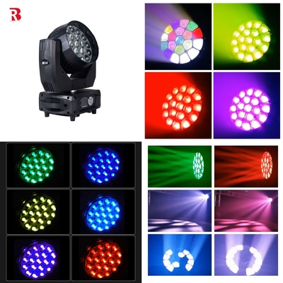 LED Moving Head 19*15 4in1 Beeye Stage DMX512 Wash Zoom Light Untuk Klub Pesta