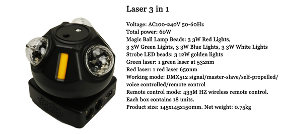 New High Quality Magic Ball 3 in 1 Laser Light China Produsen